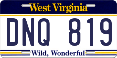 WV license plate DNQ819