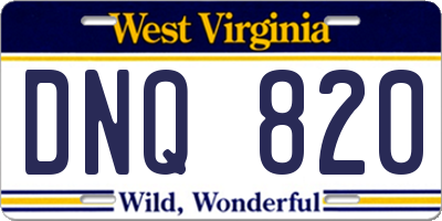 WV license plate DNQ820