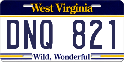 WV license plate DNQ821