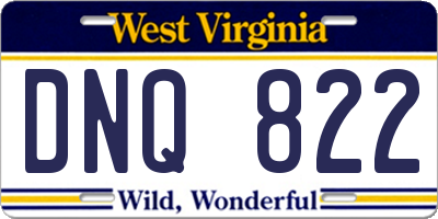 WV license plate DNQ822