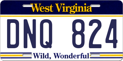 WV license plate DNQ824