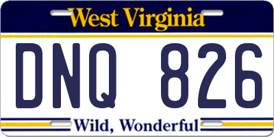 WV license plate DNQ826