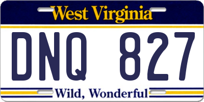 WV license plate DNQ827