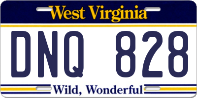WV license plate DNQ828