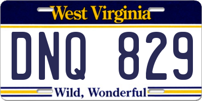 WV license plate DNQ829