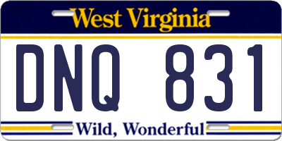 WV license plate DNQ831
