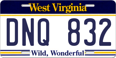 WV license plate DNQ832