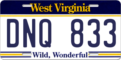 WV license plate DNQ833