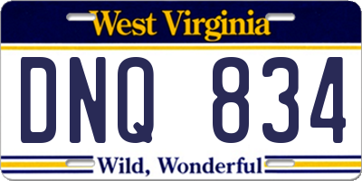 WV license plate DNQ834