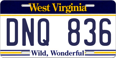 WV license plate DNQ836
