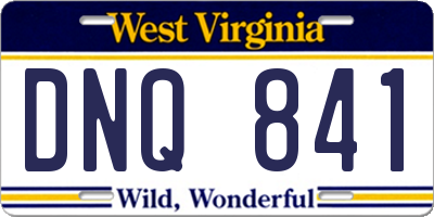 WV license plate DNQ841