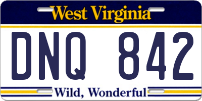 WV license plate DNQ842