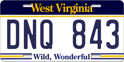 WV license plate DNQ843