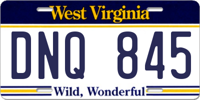 WV license plate DNQ845