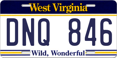 WV license plate DNQ846