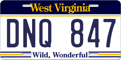 WV license plate DNQ847
