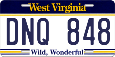 WV license plate DNQ848