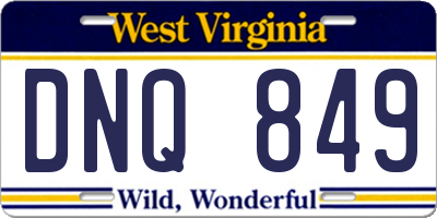 WV license plate DNQ849
