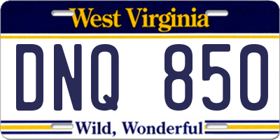 WV license plate DNQ850