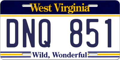 WV license plate DNQ851