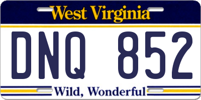 WV license plate DNQ852
