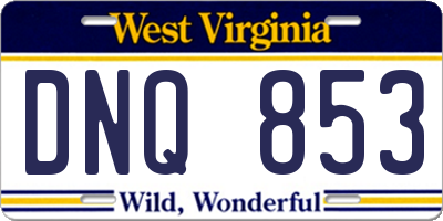 WV license plate DNQ853