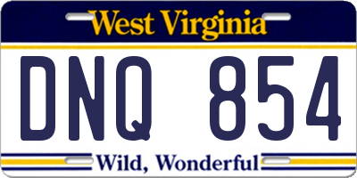 WV license plate DNQ854