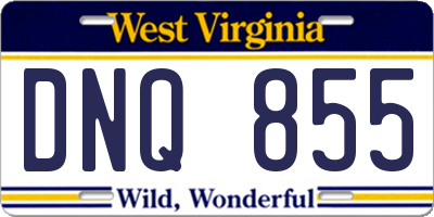 WV license plate DNQ855