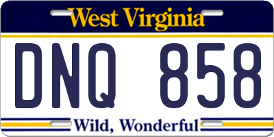 WV license plate DNQ858