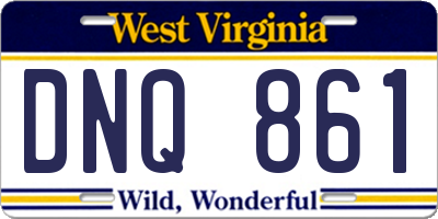 WV license plate DNQ861