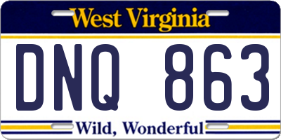 WV license plate DNQ863