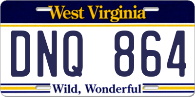 WV license plate DNQ864