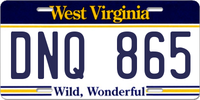 WV license plate DNQ865