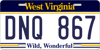 WV license plate DNQ867