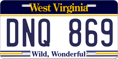 WV license plate DNQ869