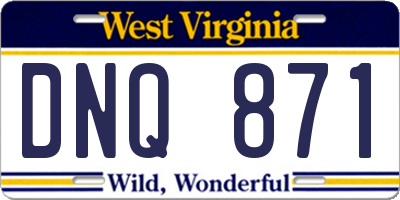 WV license plate DNQ871