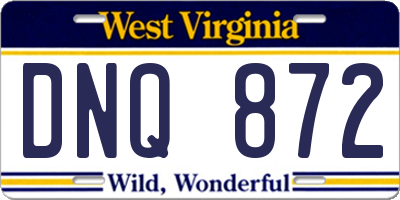 WV license plate DNQ872