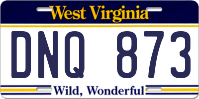 WV license plate DNQ873