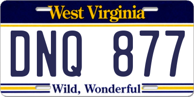WV license plate DNQ877