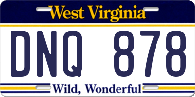 WV license plate DNQ878