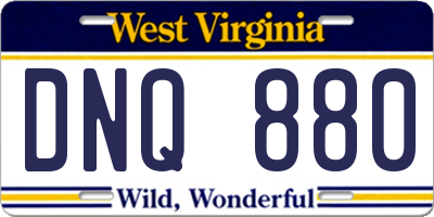 WV license plate DNQ880