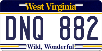 WV license plate DNQ882