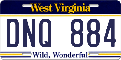 WV license plate DNQ884
