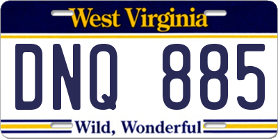 WV license plate DNQ885
