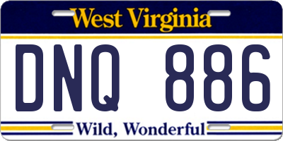 WV license plate DNQ886