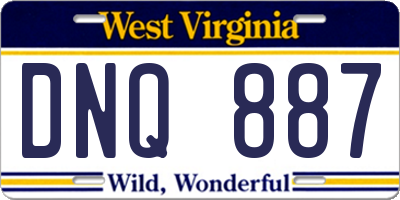 WV license plate DNQ887