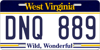 WV license plate DNQ889