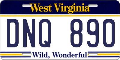 WV license plate DNQ890