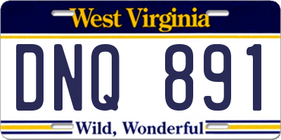 WV license plate DNQ891