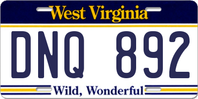 WV license plate DNQ892